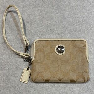 Coach Tan Signature Wristlet Clutch
